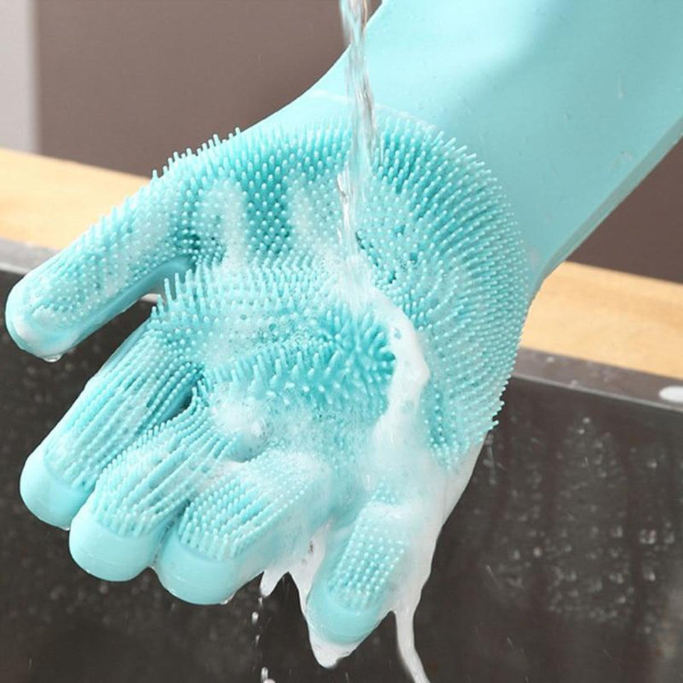 Silicone Magic Gloves for Dishwashing – All-in-One Scrubber & Cleaning Gloves”