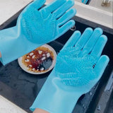 Silicone Magic Gloves for Dishwashing – All-in-One Scrubber & Cleaning Gloves”